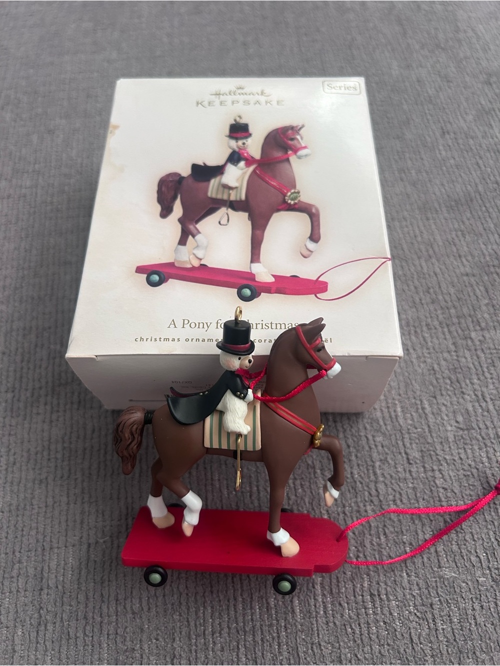 Hallmark Brown & Red 'Pony on Wheels' Christmas Ornament